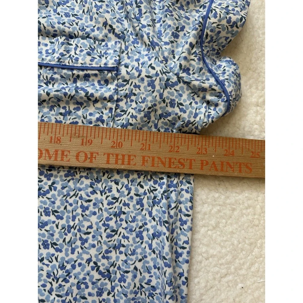 Kate Spade WHITE/BLUE FLORAL Soft Knit Cropped Pajama Set Women's‎ XL Spring